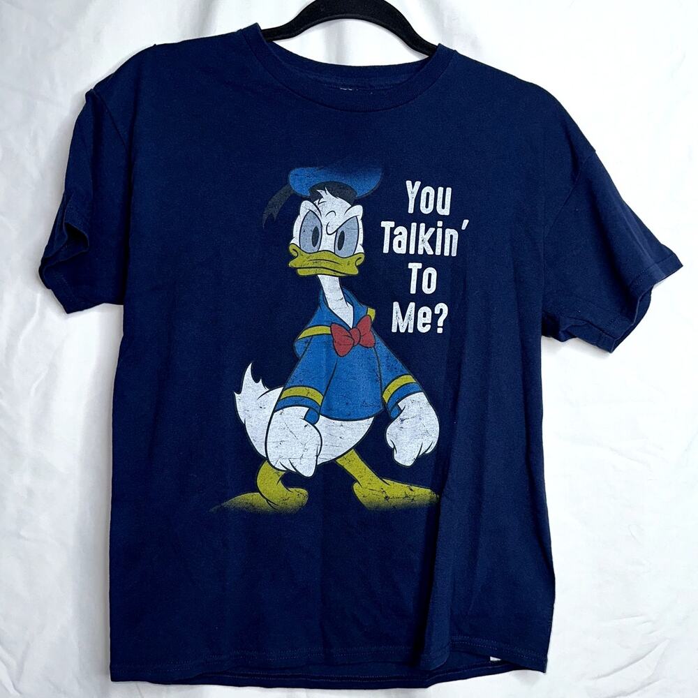 Disney Parks Kids Size XL Navy Blue Donald Duck Crew neck Short Sleeve T-Shirt